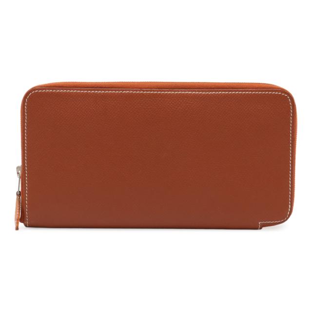 HERMES エルメス アザップロング シルクイン ラウンドファスナー 長財布 ヴォーエプソン レザー ブリック テラコッタ シルバー金具 □O刻印