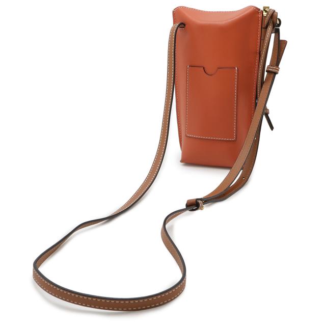 LOEWE ロエベ アナグラム ゲートポケット ショルダーバッグ ショルダーポーチ ポシェット ソフトカーフ レザー ライトピンク オレンジ 109.30BZ42