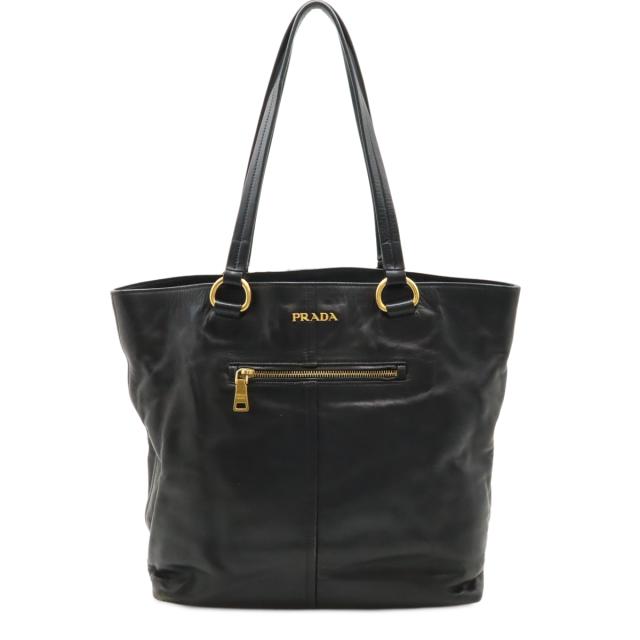 PRADA プラダ トートバッグ ショルダーバッグ レザー NERO ブラック ベージュ ゴールド金具 BR4360