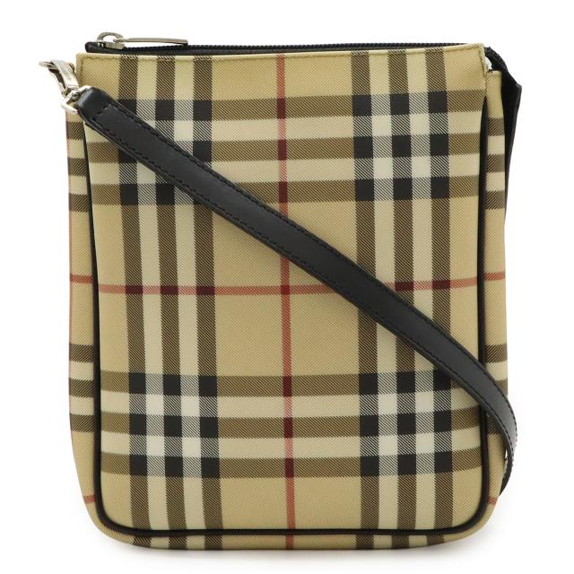 BURBERRY バーバリー ノバチェック チェック柄 ショルダーバッグ ポシェット 斜め掛け PVC レザー ベージュ ブラック 黒 ボルドー
