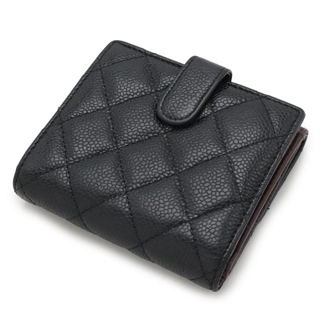 シャネル ココマーク Wホック レザー 財布 ブラック 箱 ギャランティ