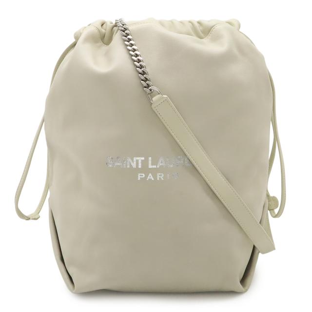 SAINT LAURENT PARIS サン ローラン パリ YSL イブサンローラン TEDDY POCHON テディ ショルダーバッグ 巾着 レザー アイボリー 538447