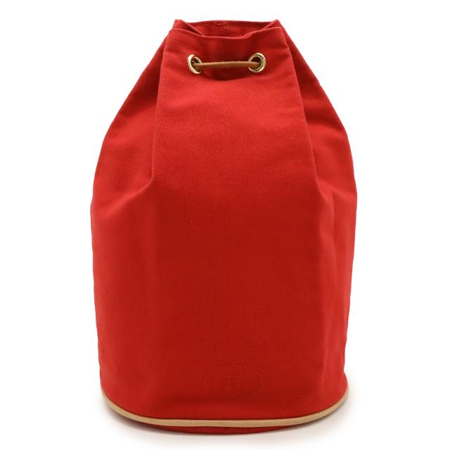 HERMES エルメス ポロションミミルPM ショルダーバッグ ワンショルダー セミショルダー 巾着 キャンバス レザー レッド 赤 ゴールド金具