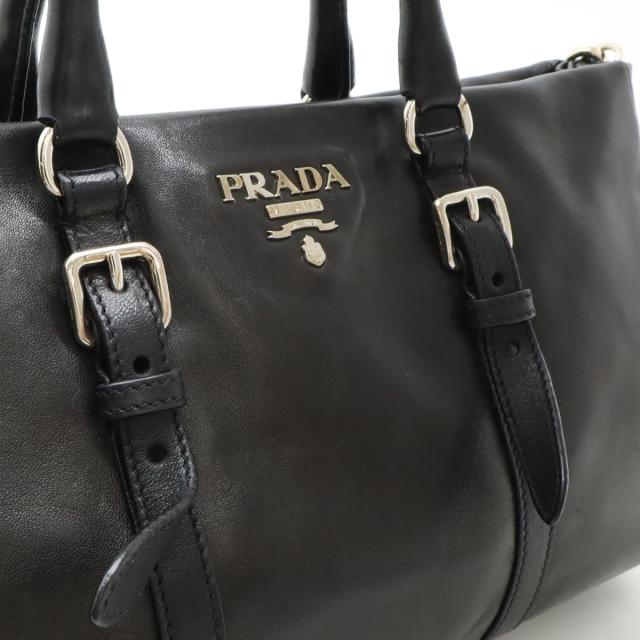 プラダ PRADAメンズ レザートートバッグ 黒 ショルダー 2way PRADA プラダ 2wayショルダー ブラック キャンバス／レザー