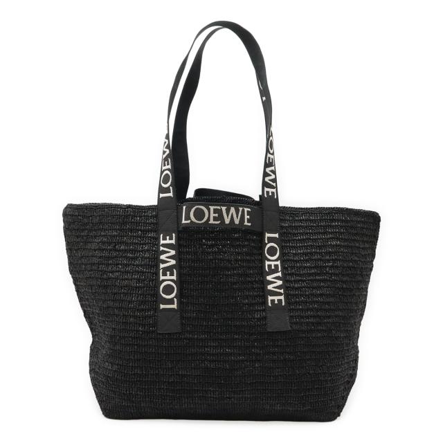 LOEWE ロエベ FOLD SHOPPER フォールドショッパー ショルダーバッグ かごバッグ カゴバッグ ラフィア ブラック 黒 B507X23X10