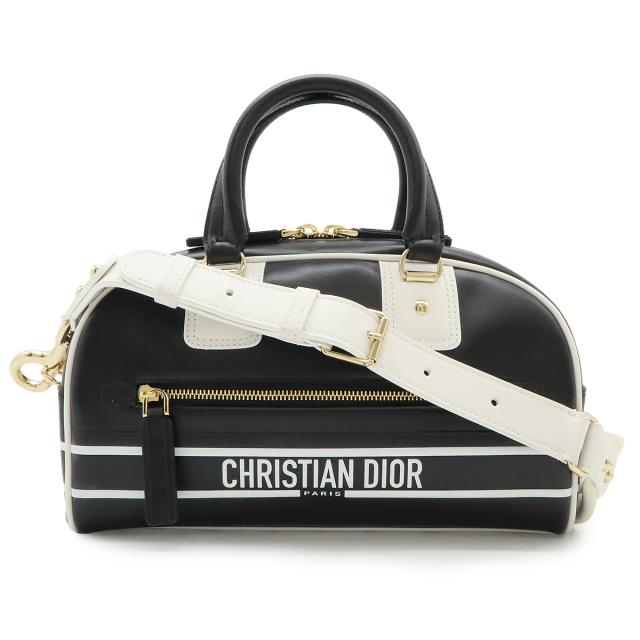 Christian Dior クリスチャン ディオール ヴァイブ スモール ボウリングバッグ ハンドバッグ 2WAY ショルダーバッグ レザー ブラック 黒 M6209OOBR