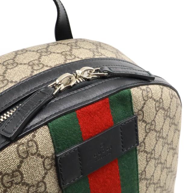 GUCCI グッチ シェリーライン バックパック リュックサック テクノキャンバス レザー ブラック 黒 グリーン レッド