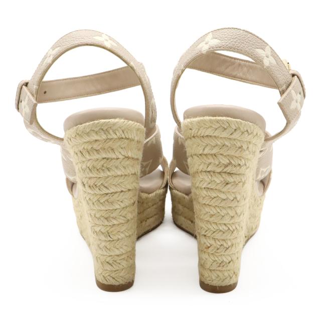 ルイヴィトン　ウェッジソールサンダル　38 LOUIS VUITTON ウェッジソールサンダル モノグラム 黒 38 LOUIS