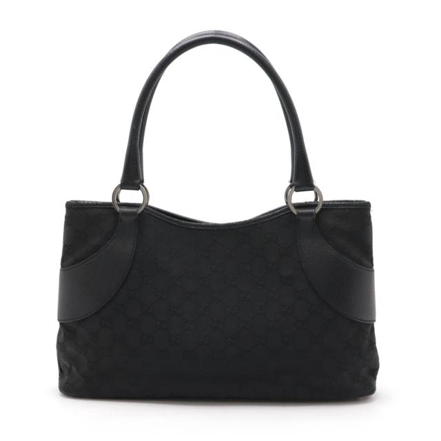 GUCCI グッチ GGキャンバス トートバッグ ショルダーバッグ 肩掛け レザー ブラック 黒 シルバー金具 113015