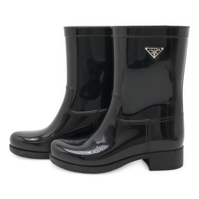 プラダ　レインブーツ　三角ロゴ　グレージュ　36 長靴　ラバー素材 プラダ レインブーツ 三角ロゴ グレージュ 36 長靴 ラバー素材 プラダ