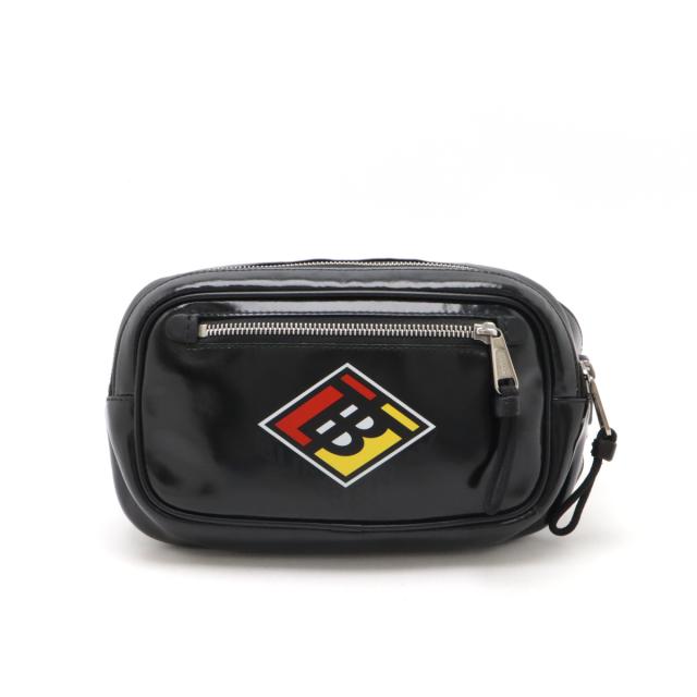 BURBERRY バーバリー ロゴ プリント ボディバッグ バムバッグ ウエストポーチ PVC ブラック 黒 ホワイト 白 8021781