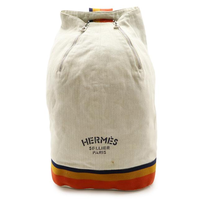 HERMES エルメス キャバリエ ショルダーバッグ ワンショルダー ボディバッグ キャンバス ナチュラル オレンジ イエロー ネイビー シルバー金具