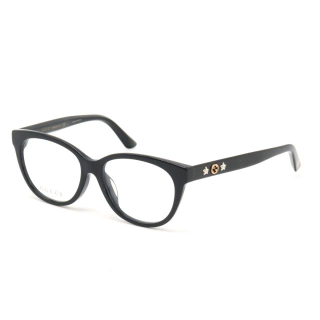 GUCCI グッチ インターロッキングG 眼鏡 めがね 伊達メガネ メガネフレーム スター 星 ブラック 黒 53□16-145 GG0211OA