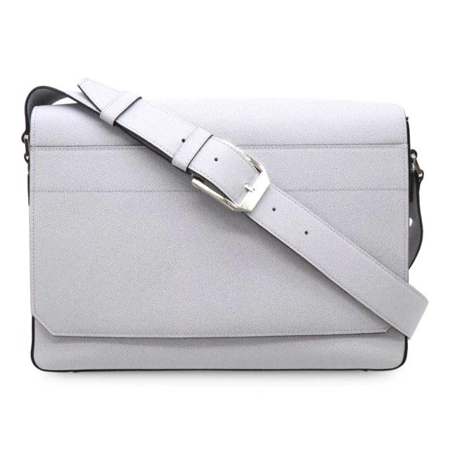 valextra ヴァレクストラ Vライン メッセンジャーバッグ ショルダーバッグ レザー ライトグレー シルバー金具 MBVL0010028LRL99