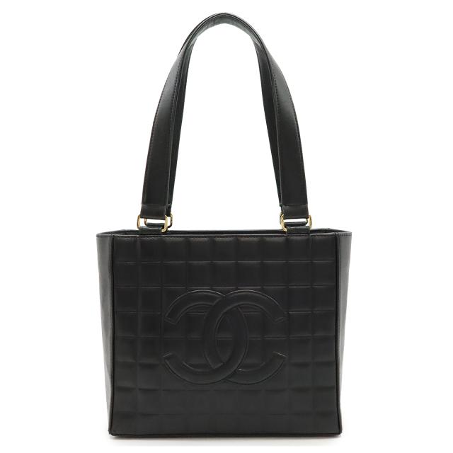 CHANEL シャネル チョコバー ココマーク トートバッグ ハンドバッグ ラムスキン ブラック 黒 ゴールド金具 A17809