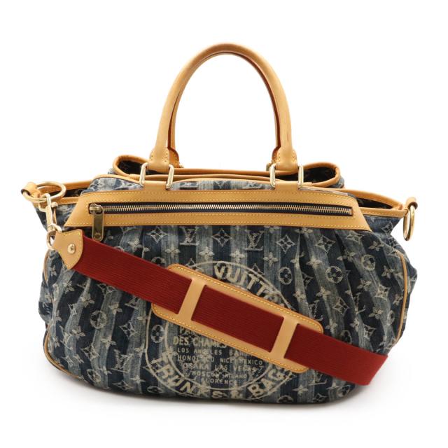 LOUIS VUITTON ルイ ヴィトン モノグラムデニム カバ レイエGM トートバッグ 2WAY ショルダーバッグ 斜め掛け ブルー 青 M95336