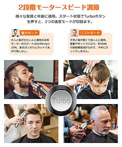 バリカン ヘアカッター 散髪用 KYH 電動バリカン 充電/交流式 大容量充電池 IPX7防水 2つのモード 5段階刈り高さ調節 6種類ガイドコーム