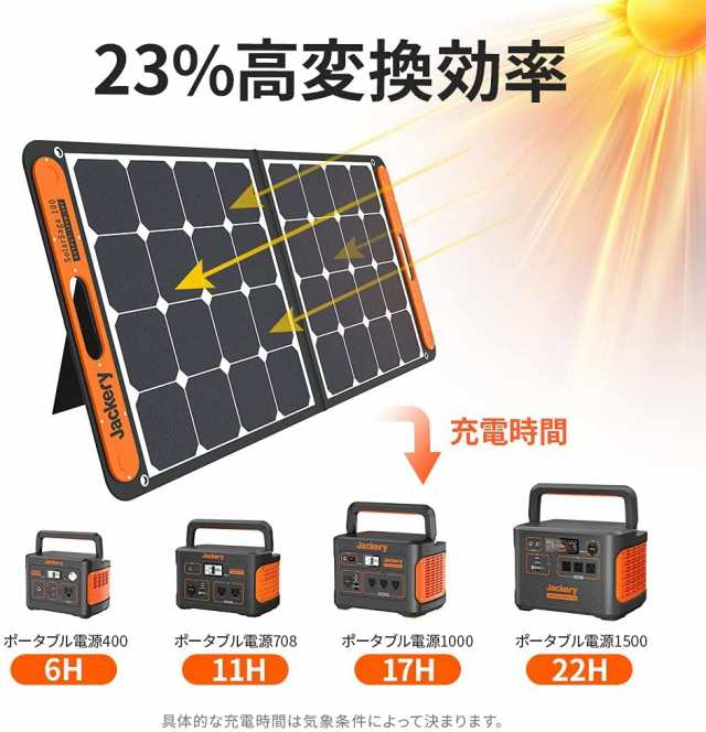 大阪買蔵Jackery SolarSaga 100 ソーラーパネル 100W ETFE ソーラーチャージャー折りたたみ式 ソーラーパネル、太陽電池