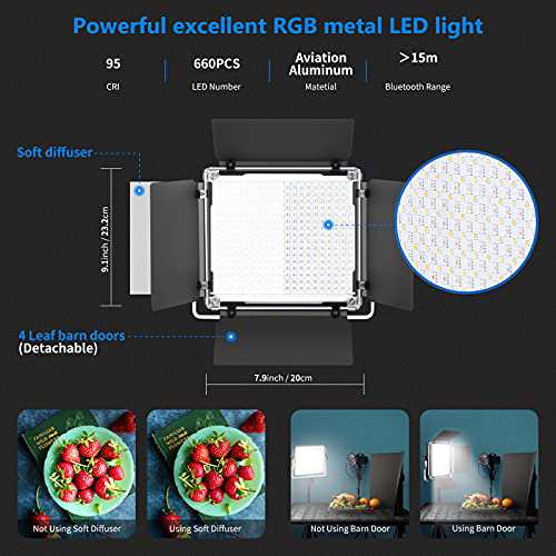 Neewer 660 RGB LEDビデオライト アプリ制御可 写真ビデオ照明セット ...