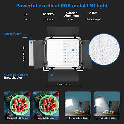 Neewer 660 RGB LEDビデオライト アプリ制御可 写真ビデオ照明セット