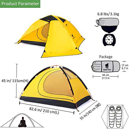 GEERTOP テント 2人用 ソロテント 軽量 4シーズン 二重層 耐水圧5000MM