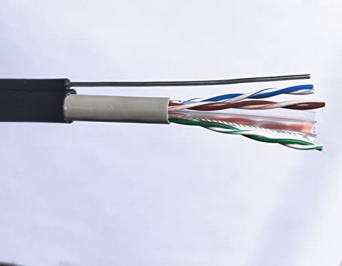 CAT6 支持線付 UTP 屋外用 LAN ケーブル ２重被覆 架空配線 自作用