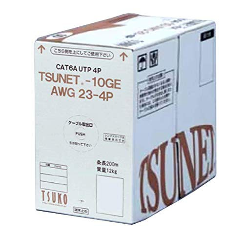 通信興業 CAT6A LANケーブル (200m巻き) TSUNET-10GE AWG23-4P (白)-