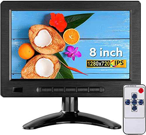 8インチ小型モニタ Eyoyo HDMIモニター ミニディスプレイ （1280 x 720） HD内蔵スピーカー HDMI VGA AVポート 監視カメラ用/DSLR/PC/DVDの通販は