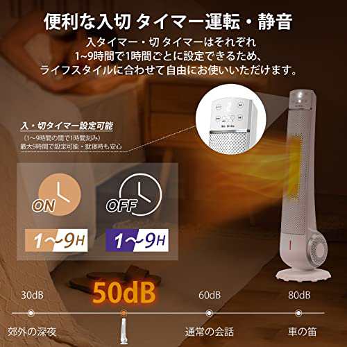 セラミックファンヒーター タワー型 電気ストーブ 2秒速暖 2段階温度