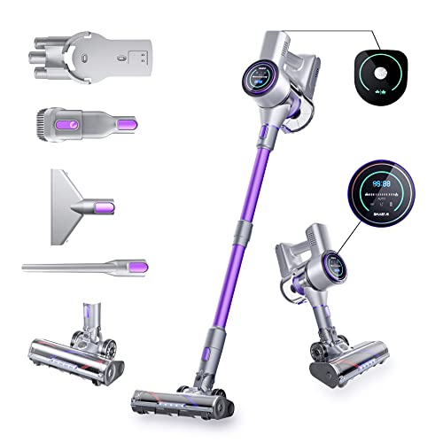 SMARTAIコードレス掃除機 2*LEDタッチスクリー 27Kpa/7*2200Mah強力なサイクロン掃除機 1.3Lダストカップ+6 in 1+故障リマインダースマート掃除機 45分作業時間 軽量+自立機能+6段階ろ過システムカーペッ