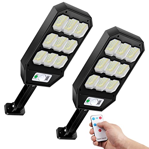 Athbavib 【279 COB LED】 ソーラーライト 街灯 センサーライト 屋外 2個セット リモコン付き IP65防水 人感センサー モーション検知 3つ知能点灯モード 自動点灯消灯 太陽光発電 明るい 防犯ライト 防災ライト の通販は