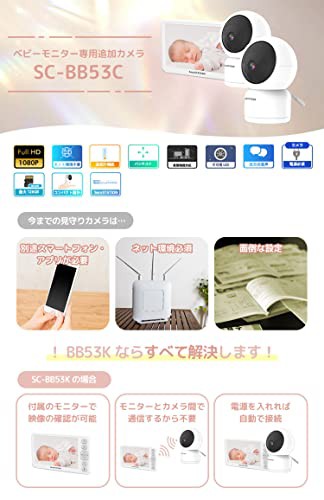 SecuSTATION ベビーモニター モニター付き 見守りカメラ 子守歌機能