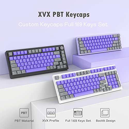 XVX PBT キーキャップ 169キー パープルキーキャップ ダブルショット