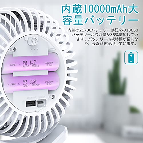 10000mAh電池内蔵】FreeFly 充電式クリップ扇風機 卓上扇風機