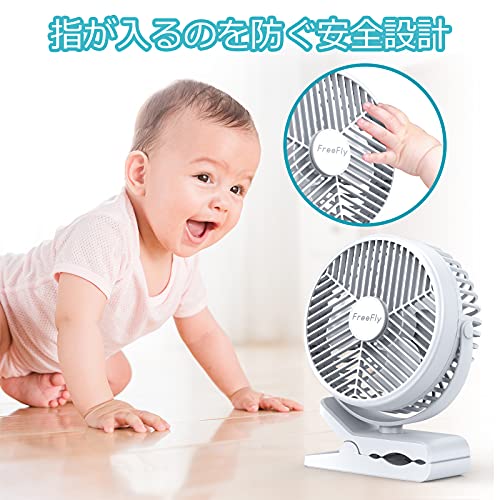 充電式クリップ＆卓上ファン：大型17cm羽根・10000mAh長時間 充電式クリップ扇風機 10000mAh電池内蔵 羽根径17cm大型 強い