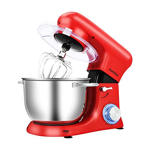 Aucma スタンドミキサー 4.5L大容量 3種類アタッチメント付き 低騒音 6段階スピード調節 家庭用 業務用 生地 こねる 多機能 ミキサー 電動 お菓子 パン 手作り キッチン フードプロセッサー 卓上型ミキサー 業務用ミキサー