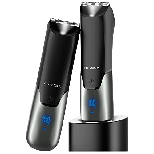 ボディシェーバー メンズ 2022革新モデル VIOシェーバー 男性用 2段階変速 LEDディスプレイ 長さ調整 IPX7防水 乾湿両用 ムダ毛処理 デリケートゾーン 電気シェーバー 腕 胸 お腹 全身適用USB充電 充電台座付き プレゼの通販は 5,400円