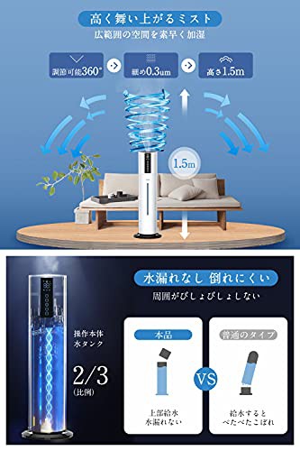 2022革新版 &知能定湿加湿器 大容量 8L 上から給水 48時間連続加湿 4重