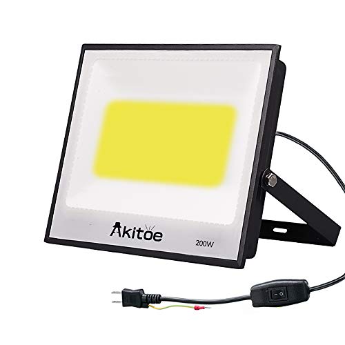 LED投光器 作業灯 200W 超薄型 スイッチ付き 高輝度 24000LM 昼光色6500k 防眩ガラス 広角照明 IP66防水防塵 看板灯 駐車場灯 屋内 屋外用ライトの通販は