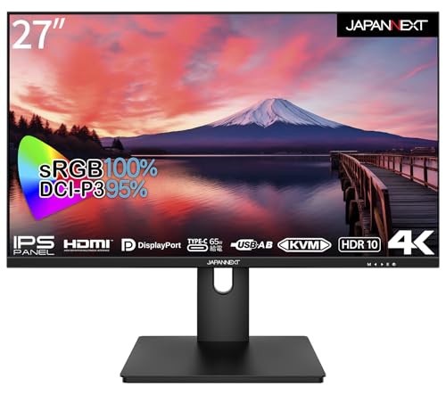 JAPANNEXT 27インチ IPSパネル搭載 4K(3840x2160)解像度 液晶モニター JN-IPS273UHDR-C65W HDMI DP USB Type-C HDR sRGB100% DCI-P3 95% USB-C給電（の通販は
