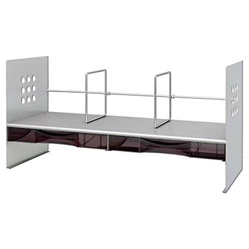 プラス 机上台 ブックスタンド H型 引き出し付 間口65cm シルバー 89-264