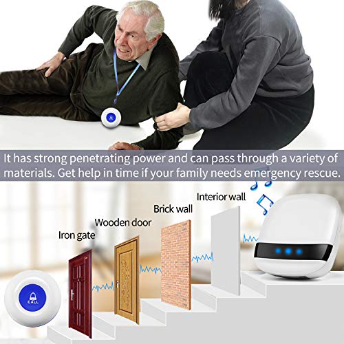 LIOTOIN 呼び出しベル 介護ベル ポケットベル 無線 コール ボタン 警報 システム 呼び鈴 ナースコール 介護 看護 5受信機＆5発 : LIOTOIN 呼び出しベル 介護ベル ポケットベル 無線