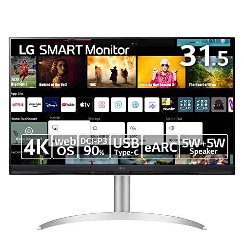 LG スマートモニター / 32SQ730S-W 31.5インチ/作業効率アップ、ビジネス、映画、VOD視聴/ 4K / webOS22搭載 / VA/アンチグレア/AirPlay