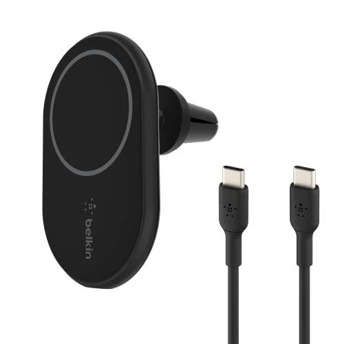 Belkin MagSafe対応 ワイヤレス車載充電器 7.5W エアコン吹き出し口用 USB-C to Cケーブル(1.2m)付属 (シガーチャージャー別売り) iPhone 15/14/13/12シリーズ対応 ブラック WIC004bの通販は 7,200円