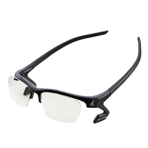 HawkEye ホークアイ NTTe-Sports ゲーミンググラス 【ヘッドセット併用可・ノーズパッド無し】マットブラック ブルーライトカットレンズ付き 鯖江発 メガネ フレーム HE-001 C-1