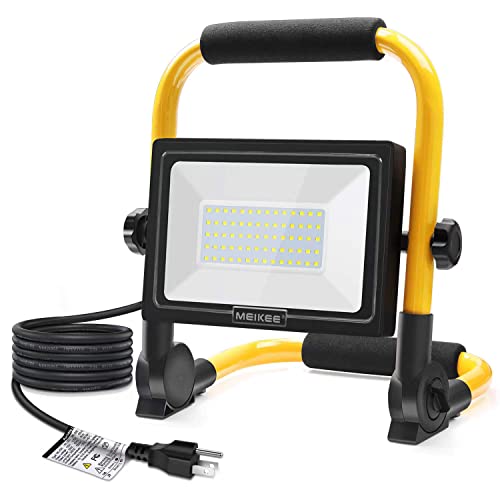 MEIKEE 爆光LED投光器 高輝度LED作業灯 ポータブル投光器 60Ｗ 6000LM （600Ｗ相当） 6000K（ホワイト）50000時間使用寿命 フラッドライト LED投光器 置き型 SMDチップ*70 IP66防水 3.5mコの通販は