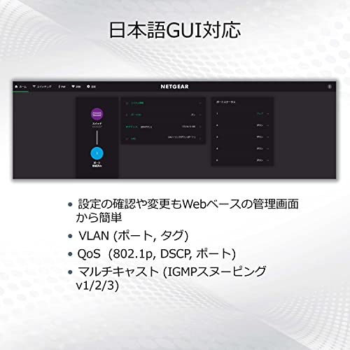 【正規品】 ネットギア NETGEAR スイッチングハブ 8ポート 2.5G PoE+ (230W) 金属筐体 静音ファンレス リミテッドライフタイムハードウェア保証 アンマネージプラス MS108EUP-100JPS