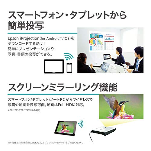 EPSON プロジェクター EB-1785W 3,200lm WXGA 1.8kg