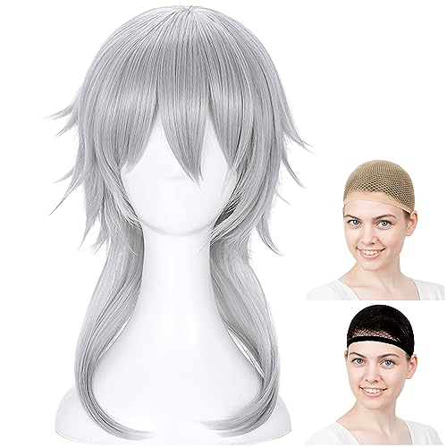 CaseEden コスプレ ウィッグ プレミアム ショート 襟足長め シルバー 暗めシルバー 銀髪 6050 5,500円