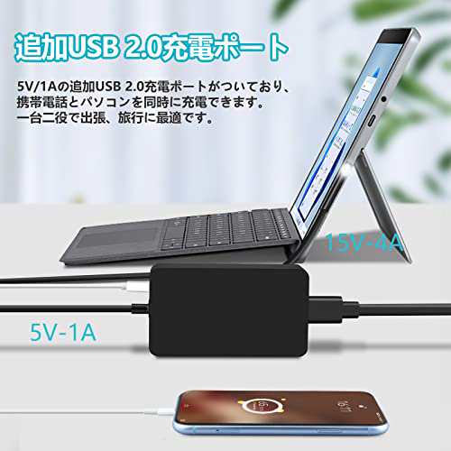 Etopgo Surface 充電器 サーフェス 充電器 Surface Pro 充電器 65W